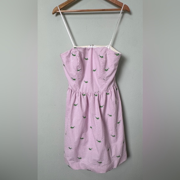 Lilly Pulitzer Seersucker Lottie Dress in Party Hopper Embroidery Twee Size 10 - Picture 3 of 14